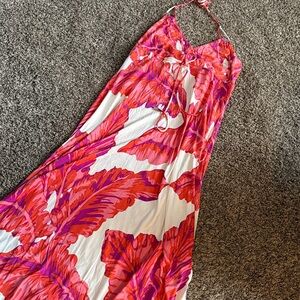 Banana Republic Tropical Red and Pink Maxi Dress